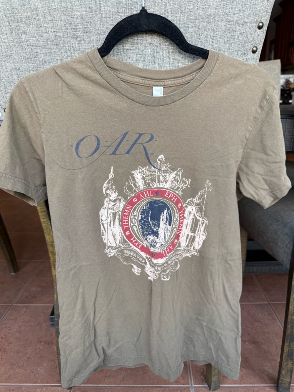 American Apparel Tan OAR band Graphic Tee Size Small